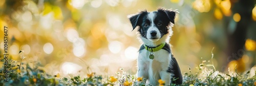Playful puppy enjoying autumn afternoon in a sunny park setting