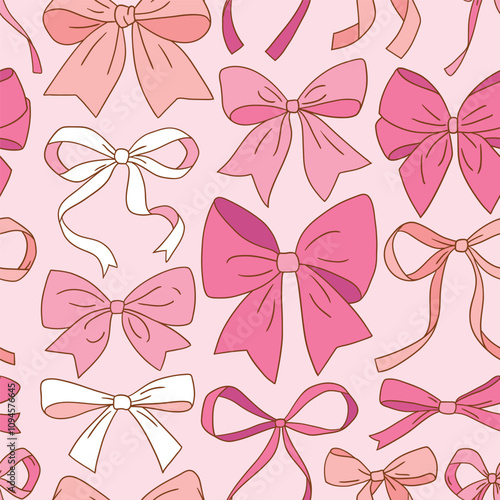 Seamless vector pattern with hand drawn bows. Perfect for textile, wallpaper or nursery print design. EPS10 vector file.