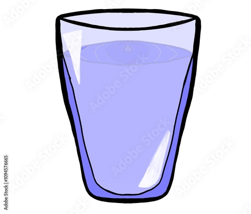 Hend drawing glass of water isolated on white background  photo