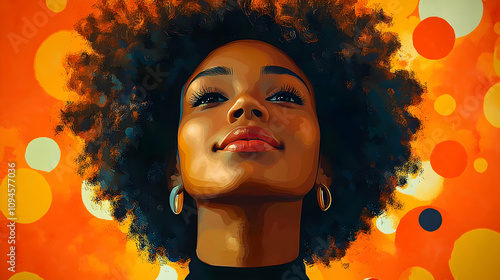 Abstract Illustration of a Woman with Afro Hair photo