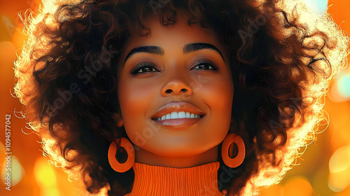 Wallpaper Mural Smiling Woman with Afro Hair Illustration Torontodigital.ca