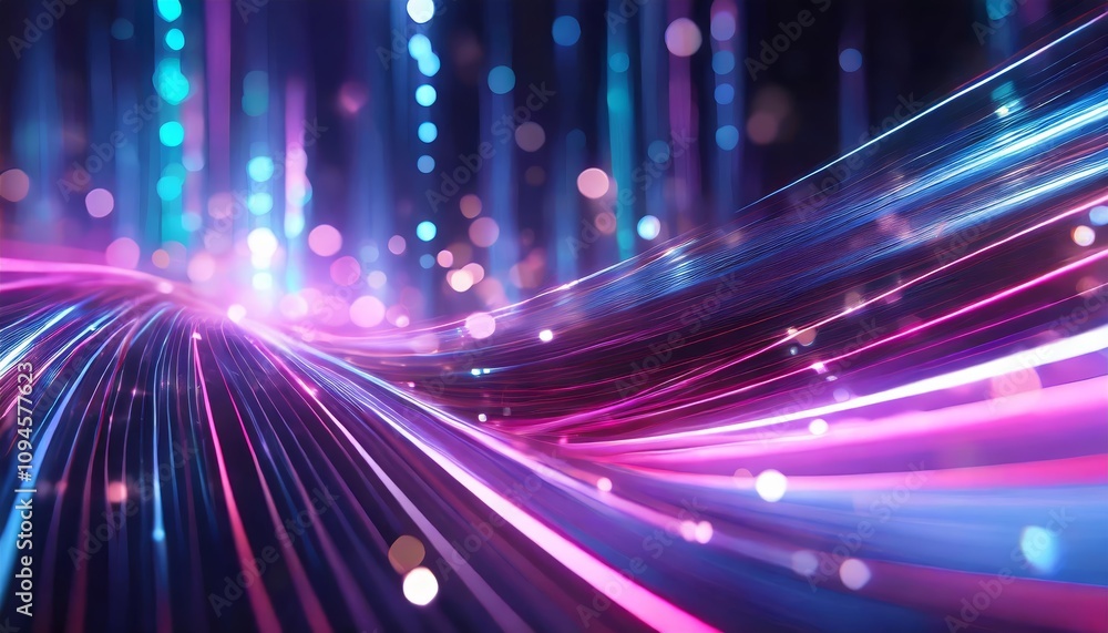 Abstract futuristic background featuring glowing neon wave lines in pink and blue tones, creating a dynamic high-speed effect with sleek, modern energy and cutting-edge visual appeal. Abstract futuristic background featuring glowing neon wave lines in pink and blue tones, creating a dynamic high-speed effect with sleek, modern energy and cutting-edge visual appeal.