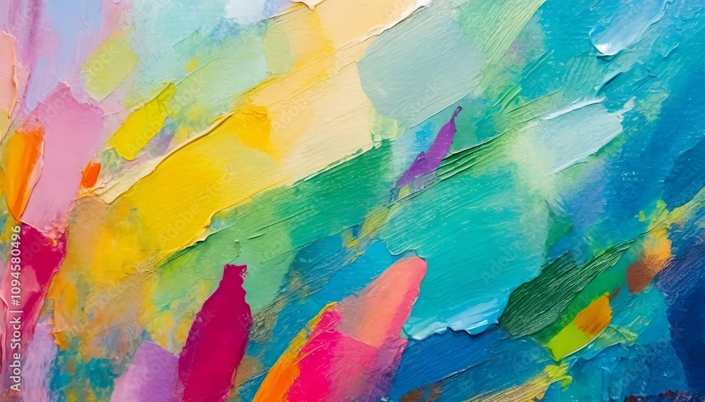 Obraz premium Vibrant Abstract Multicolored Painting Wallpaper Featuring Contemporary Textures and Design Elements in Dynamic, Artistic Patterns for Modern Aesthetic Enhancement and Creative Inspirations.