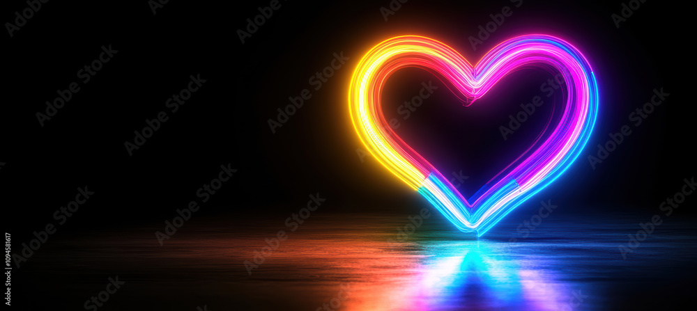 Glowing Neon Heart with Motion Blur Glowing Neon Heart with Motion Blur