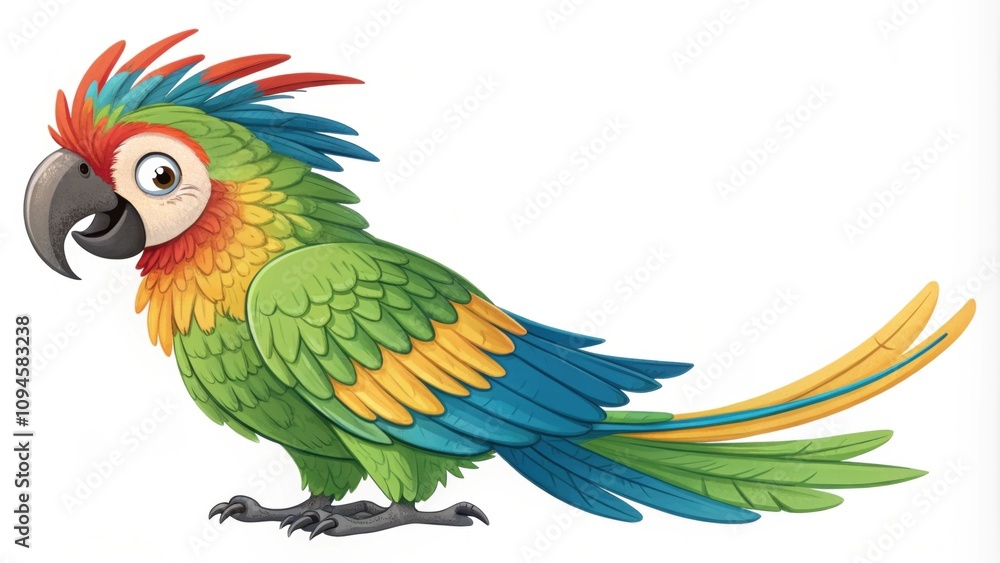Fototapeta premium A vibrant parrotthemed look featuring bright feathered ears radiating color and a playful tail that mimics the natural beauty of the tropical bird.