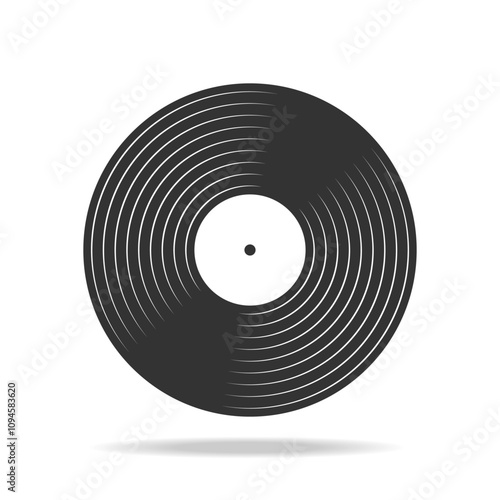 Vinyl music record graphic icon. Vinyl plate sign isolated on white background. Vector illustration