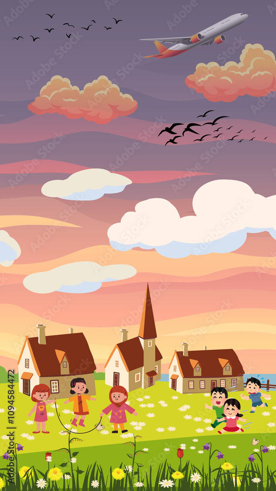 Naklejka premium Village view