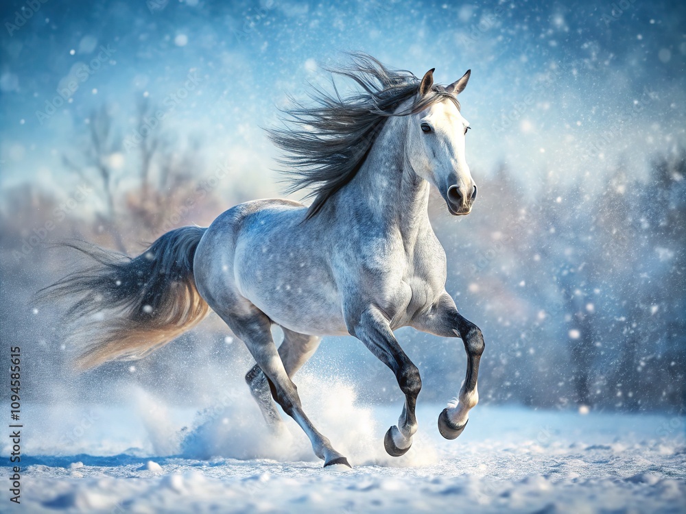 Abstract Andalusian, a blur of snow and speed. Abstract Andalusian, a blur of snow and speed.