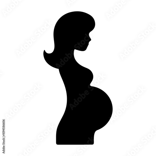 Artistic Icon Illustration of a Mother-to-Be with a Clean, Sophisticated Look