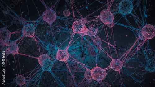 Network of Connected Spheres with Intersecting Nodes. This image represents the concept of interconnectedness in a networked system.