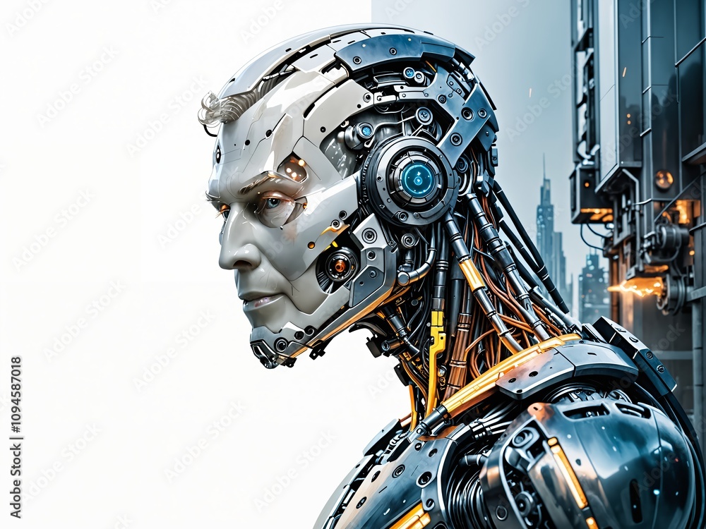 Fototapeta premium Mann als Cyborg seitlich