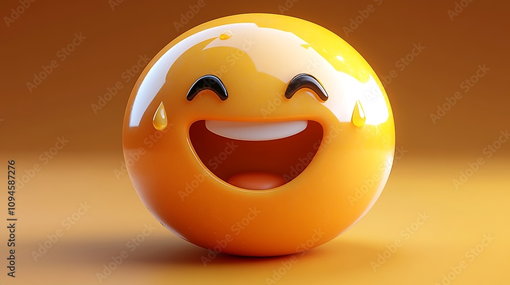 3D render of a laughing emoji with tears of joy. 3D render of a laughing emoji with tears of joy.