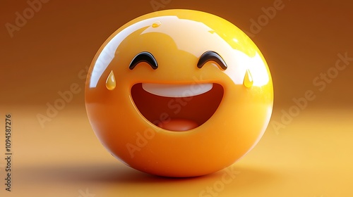 3D render of a laughing emoji with tears of joy.