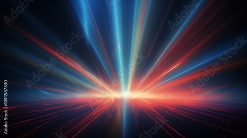 laser beams casting colorful streaks across a dark background empty space in the center Studio lighting setup,generative ai illustration