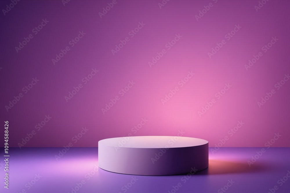 Studio-lit cylindrical podium on purple background Studio-lit cylindrical podium on purple background