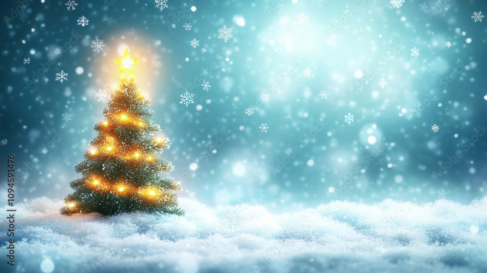 Christmas tree illustration with snowflakes Christmas tree illustration with snowflakes