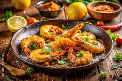 Crispy Fried Shrimp Preparation Stages: Golden Brown Seafood Delight for Culinary Enthusiasts