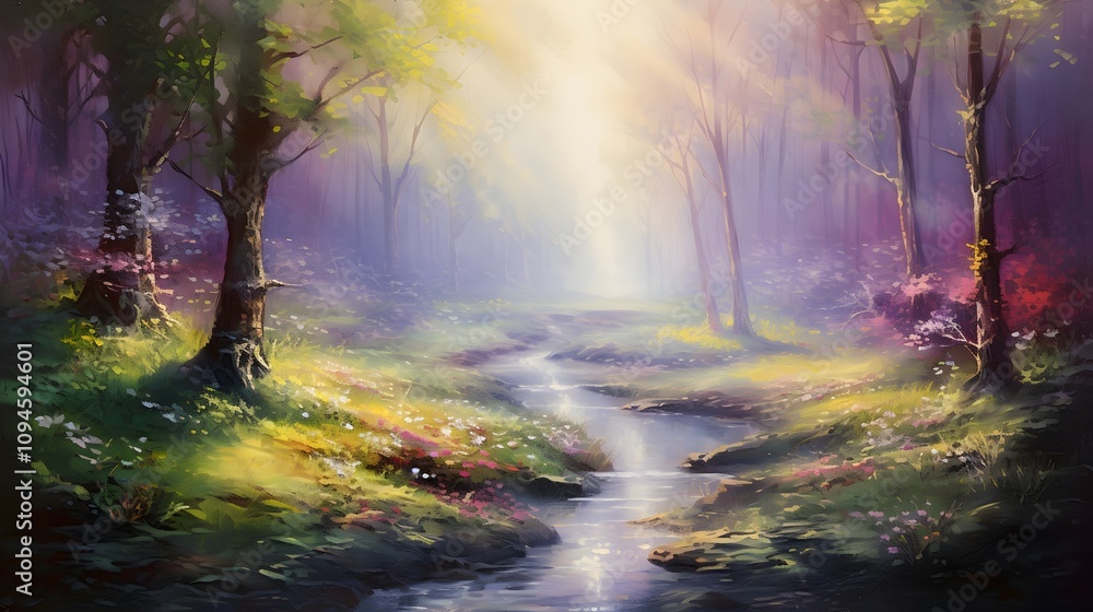 Acrylic Painting Vibrant Autumn Forest with Calm River, Colorful Fall Foliage Reflection, Serene Nature Landscape, Misty Sunrise in the Woods, HD Fantasy Scenic Wallpaper Acrylic Painting Vibrant Autumn Forest with Calm River, Colorful Fall Foliage Reflection, Serene Nature Landscape, Misty Sunrise in the Woods, HD Fantasy Scenic Wallpaper