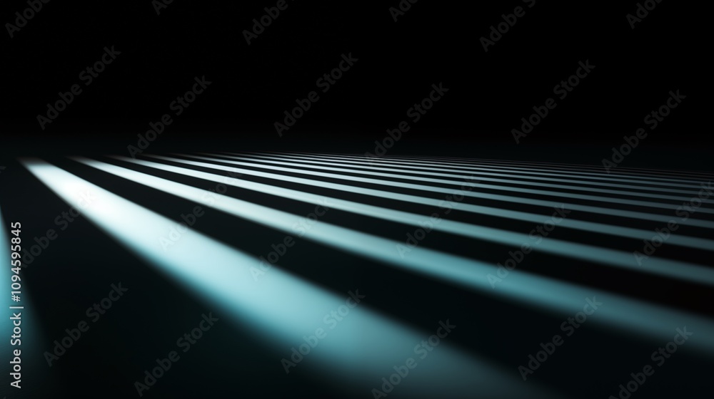 Fototapeta premium laser light casting dynamic shadows on a dark surface, empty space on the right side Ambient Light,generative ai illustration