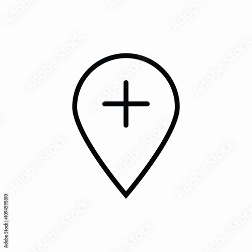 location add plus icon vector sign