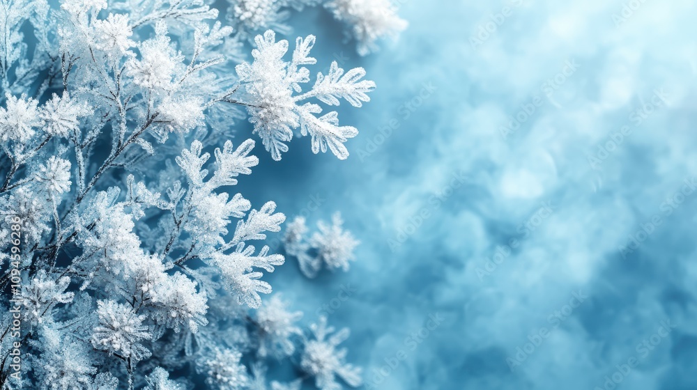 Intricate white snowflake on soft pastel blue background Intricate white snowflake on soft pastel blue background