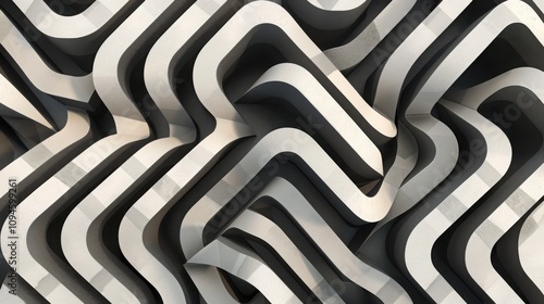 Exploring abstract mazelike patterns in bold monochrome tones digital art modern design minimalist setting artistic viewpoint contemporary concept photo