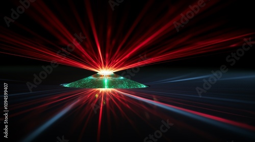 laser light traveling through a dark hallway space on the left side  Backlighting,generative ai illustration