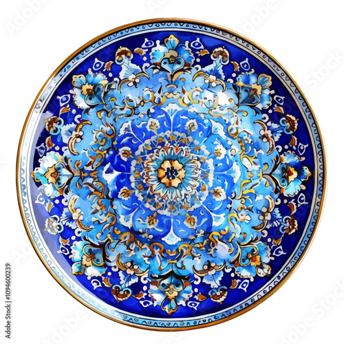 A watercolor vector of Isfahan Enamel, isolated on a white background. Isfahan Enamel vector.