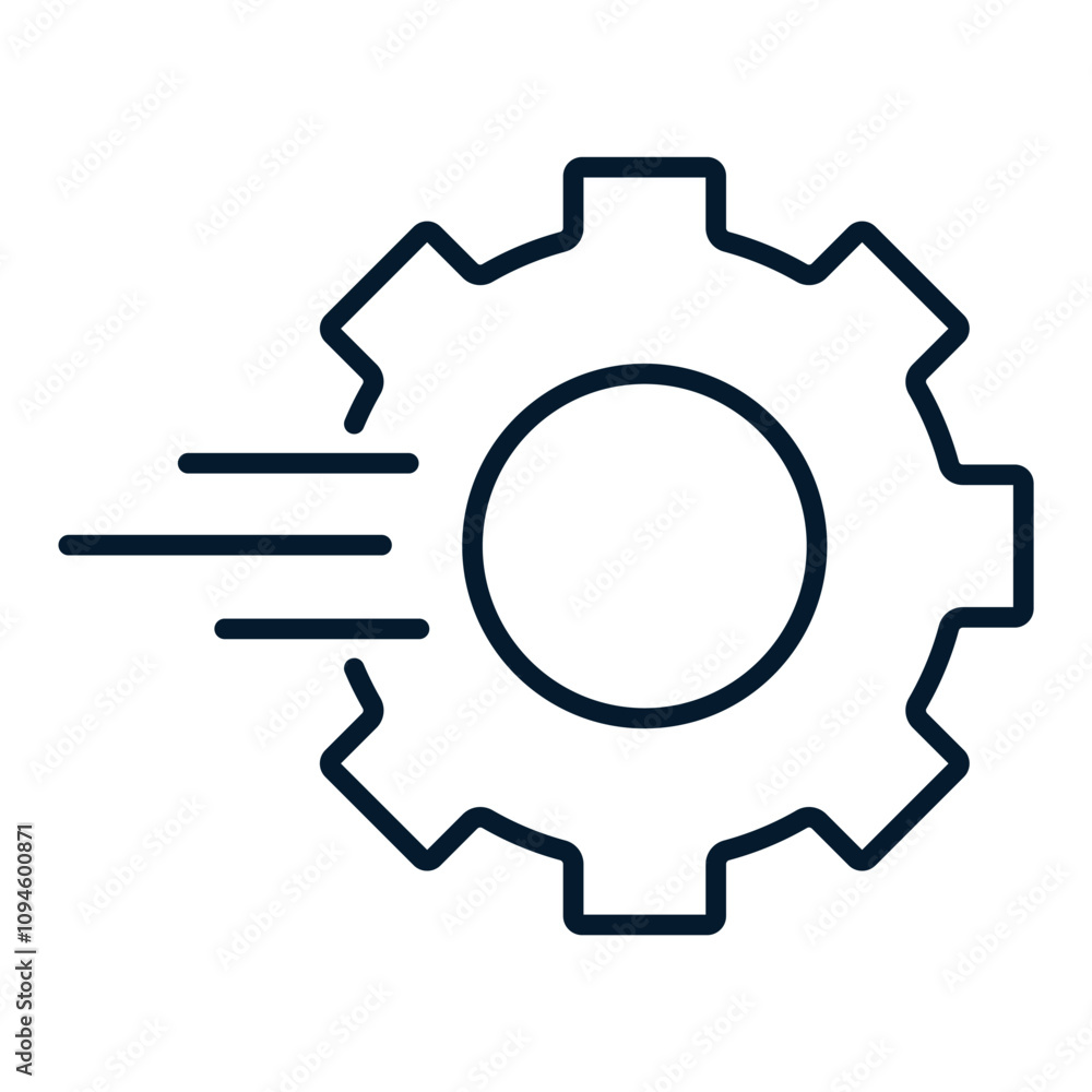 Concept of speeding up the work process. Vector linear icon isolated on white background. Concept of speeding up the work process. Vector linear icon isolated on white background.