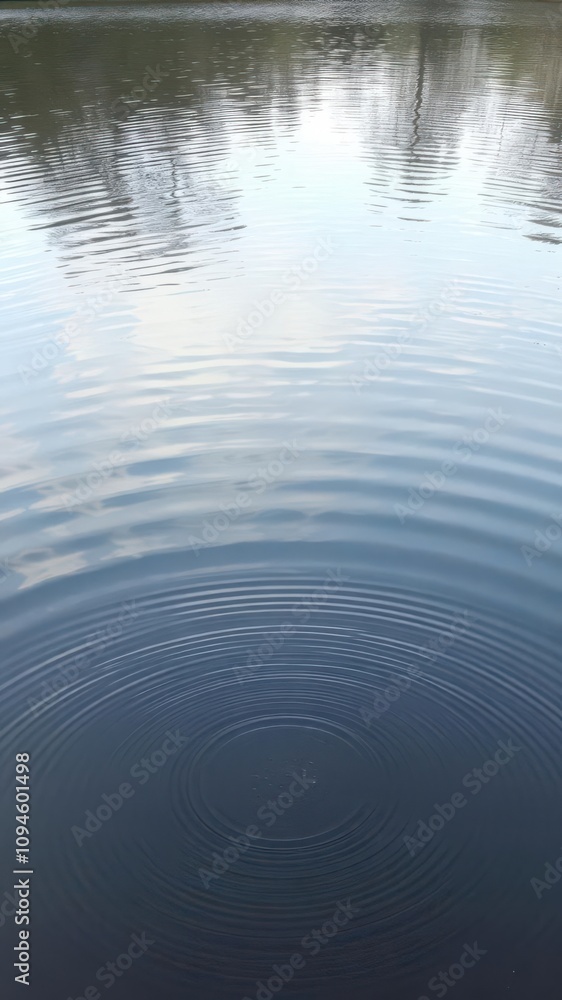 Ripple patterns on the surface of a lake reflecting the sky and trees, sky Ripple patterns on the surface of a lake reflecting the sky and trees, sky