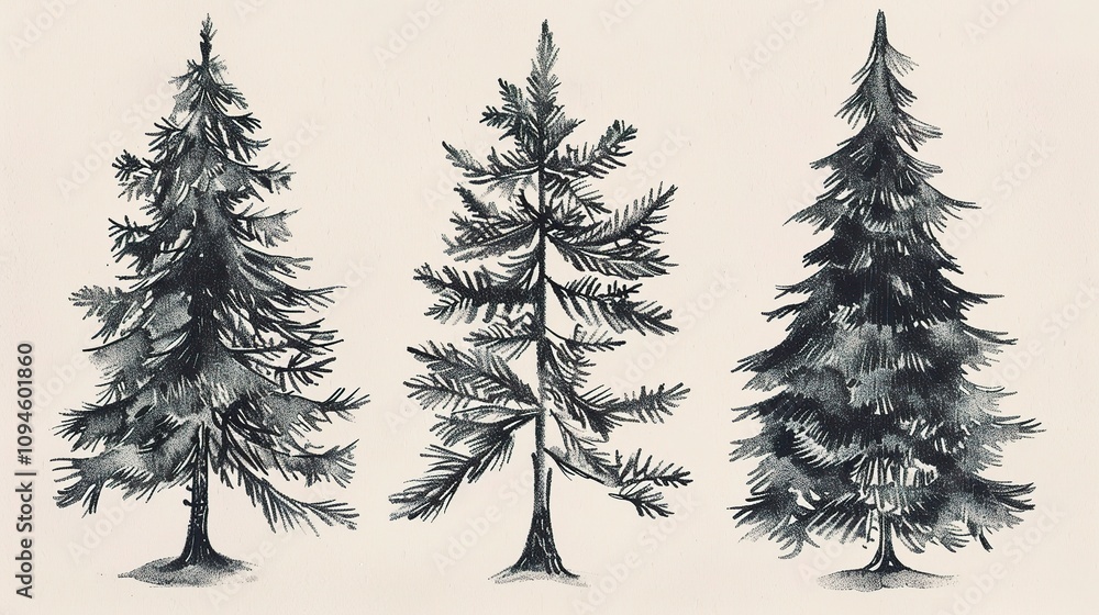 Hand Drawn Christmas Tree - A Whimsical and Artistic Representation of the Holiday Spirit. The Delicate Lines and Shapes of the Hand Drawn Tree, with Its Ornaments and Lights Hand Drawn Christmas Tree - A Whimsical and Artistic Representation of the Holiday Spirit. The Delicate Lines and Shapes of the Hand Drawn Tree, with Its Ornaments and Lights