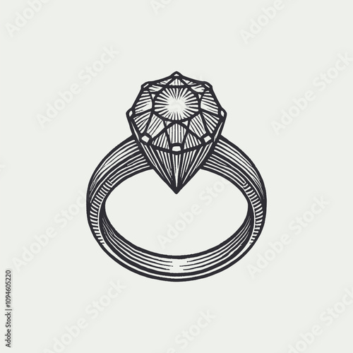 Minimalist Diamond Ring Illustration in Vector Style