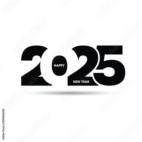 Happy New Year 2025 typography text design. Vector illustration for calendar, banner, poster, greeting card and invitation.