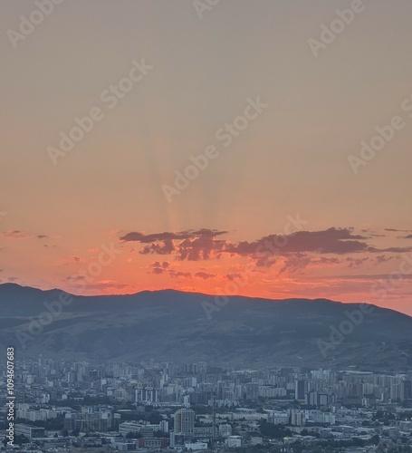 sunset over the city