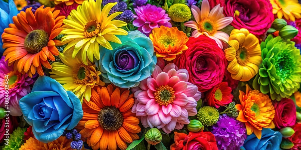 Colorful blooms, strategically placed on a divided background. Colorful blooms, strategically placed on a divided background.