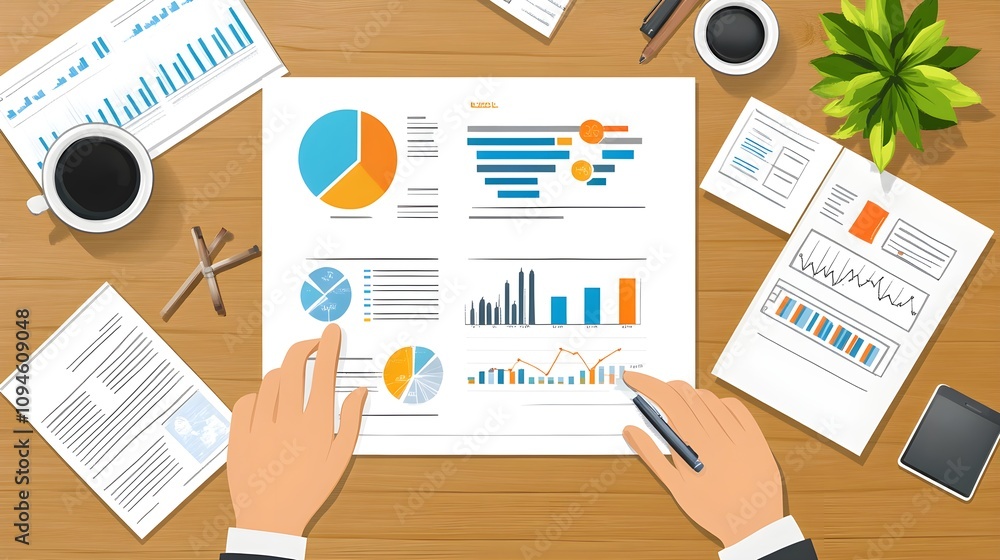Business analysis meeting office space infographics and reports professional environment aerial view data-driven insights Business analysis meeting office space infographics and reports professional environment aerial view data-driven insights