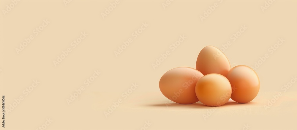 Brown Eggs on Beige Background Brown Eggs on Beige Background
