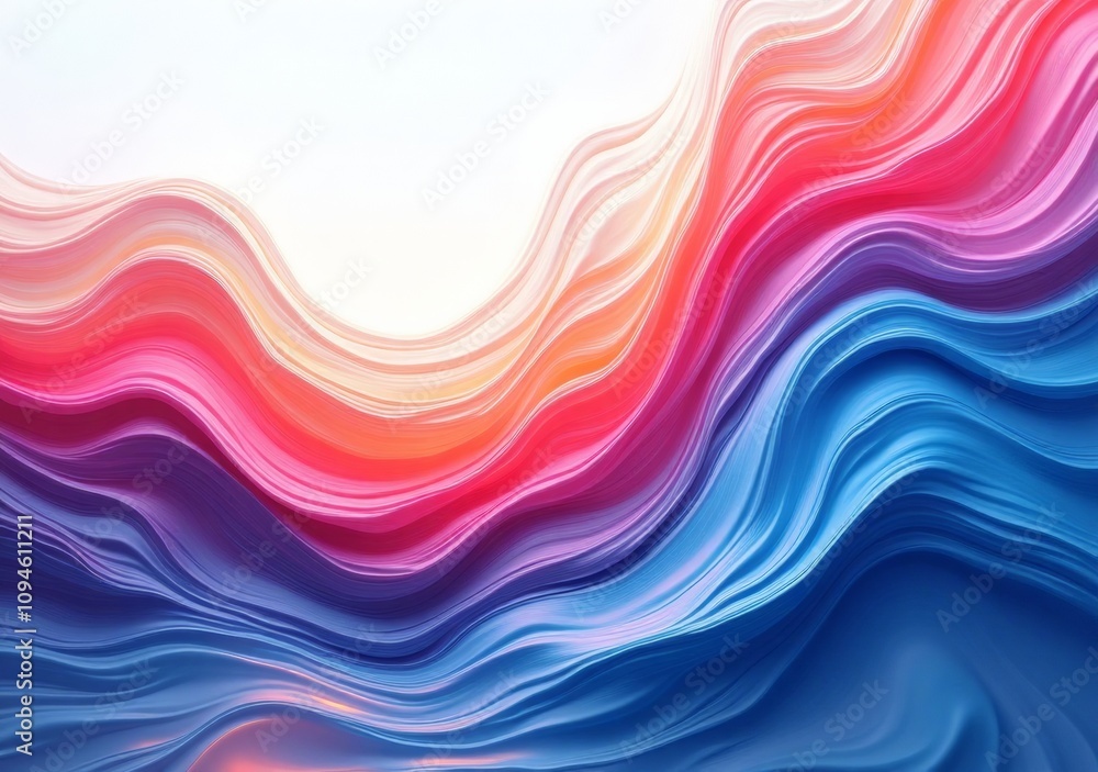 Colorful abstract waves flowing in shades of pink, red, and blue with subtle white accents Colorful abstract waves flowing in shades of pink, red, and blue with subtle white accents