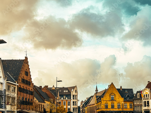 Street view of Poperinge, Belgium