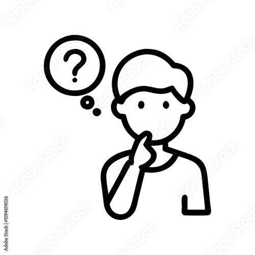 Person contemplating a question while deep in thought, emphasizing curiosity and introspection in a minimalist style