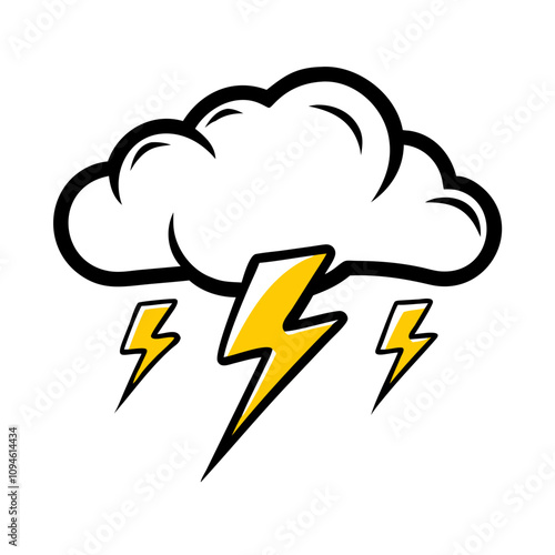 Visual representation of thunderstorm with cloud and lightning strikes illustrating a weather phenomenon