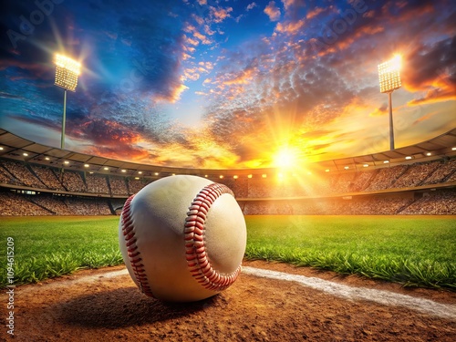 Design a vibrant baseball backdrop perfect for promotional and marketing efforts, enhancing your brand's appeal while resonating with sports enthusiasts and engaging the audience effectively. photo