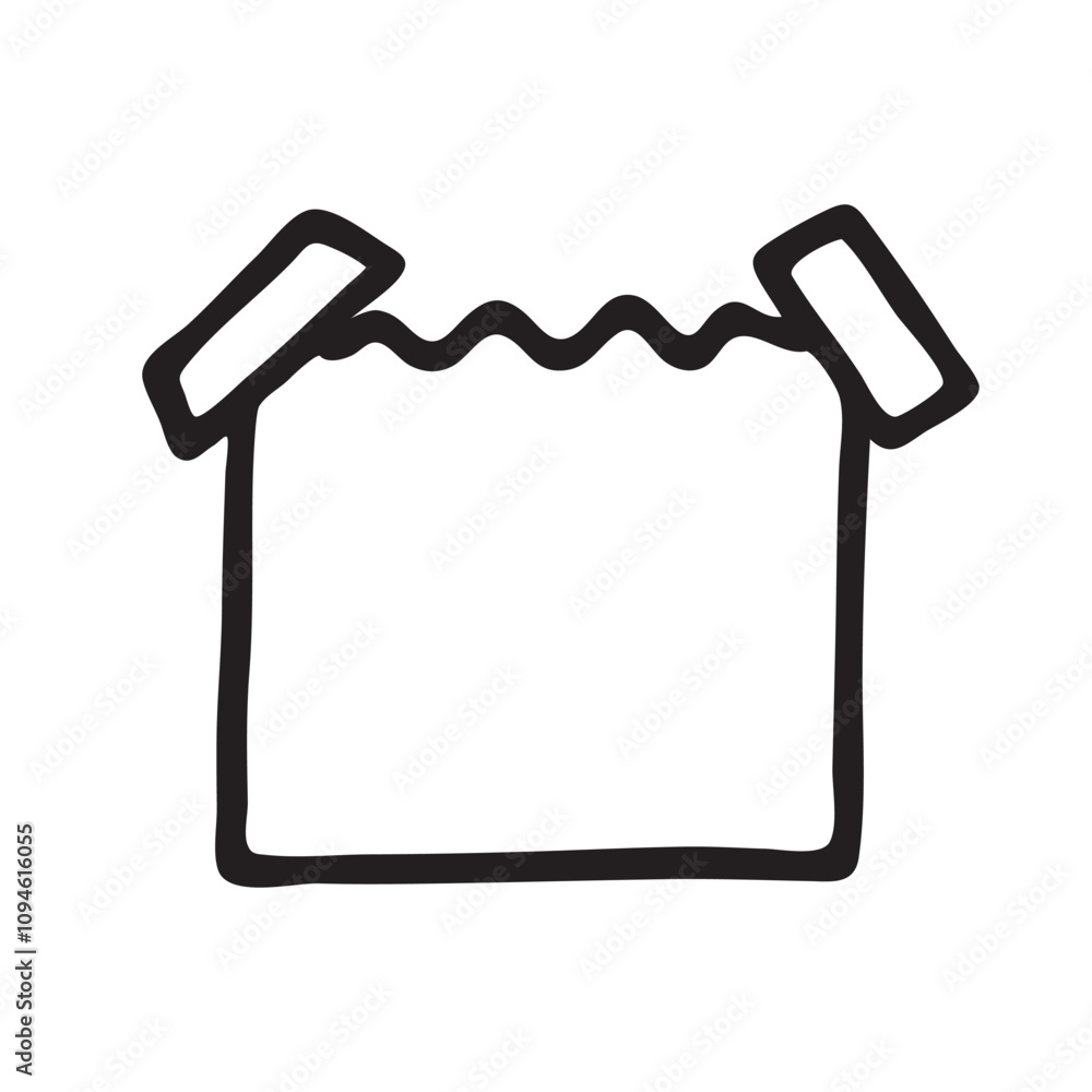 Doodle Post Note icon, paper piece with adhesive tape stripes. Line art style graphic design element. Vector illustration isolated on white background Doodle Post Note icon, paper piece with adhesive tape stripes. Line art style graphic design element. Vector illustration isolated on white background