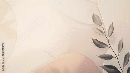 Soft Abstract Background with Elegant Leaf Design and Subtle Curved Shapes in Neutral Tones for Modern Aesthetic and Stylish Decor