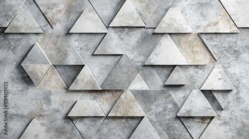 Concrete wall with abstract triangular cut-out pattern
