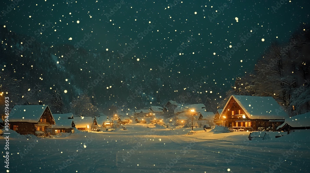 Fototapeta premium Digital technology winter snowflake illustration poster background