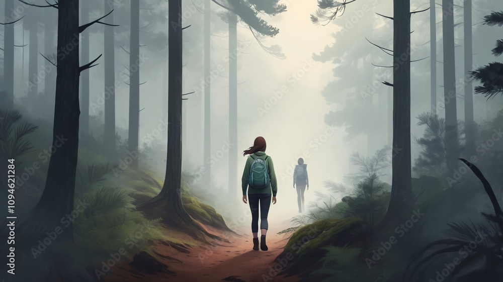 potrait person in the forest horroe theme illustration. potrait person in the forest horroe theme illustration.