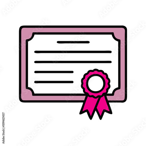 Certificate design featuring a pink ribbon, ideal for awards or achievements in a professional or educational setting