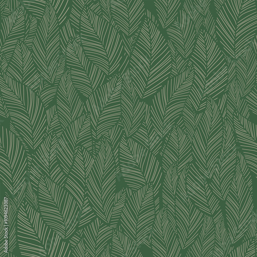 Vector Seamless Tropical leaves wallpaper, luxury nature leaves, golden banana leaf line design, hand drawn outline design for fabric, print, cover, banner and invitation