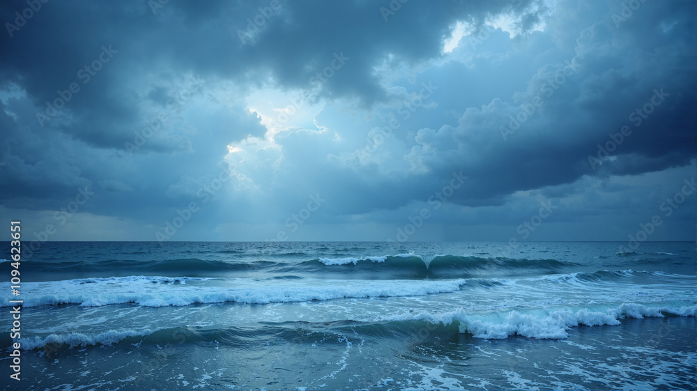 Stormy ocean under dramatic clouds Stormy ocean under dramatic clouds